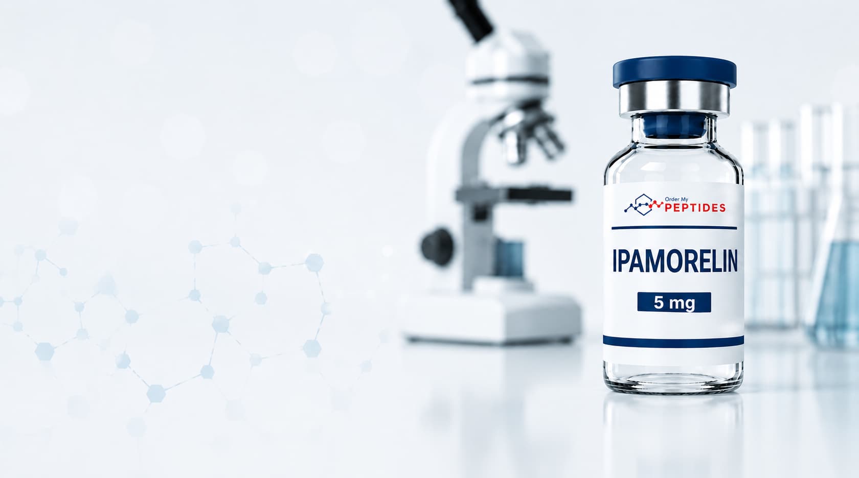Laboratory background with peptide vial